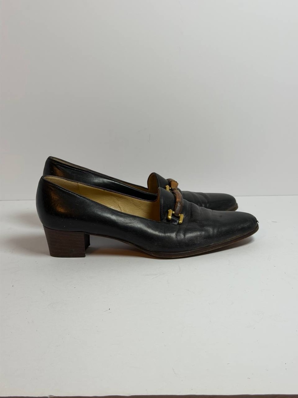 Gucci Black Leather Bamboo Details Loafers Size 36.5 PROJECT